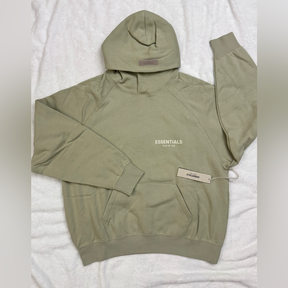 Fear of God Essentials Olive Hoodie Sea Foam Color Valentine’s Day Gift